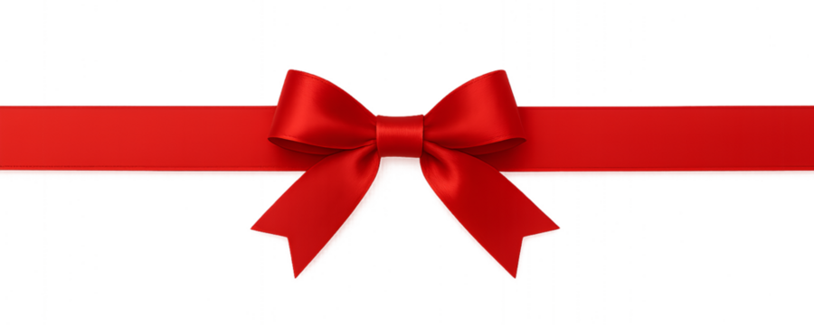 Shiny gift red ribbon with tied bow isolated on white background - Powered by Adobe