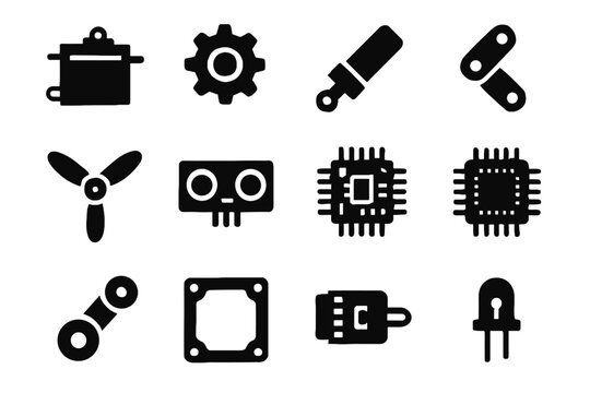 Joint motor sensor board bird hinge indicator robot components connector vector icon