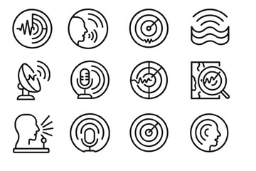 Icon vector map beam detection audio sound frequency microphone echo circle rotating