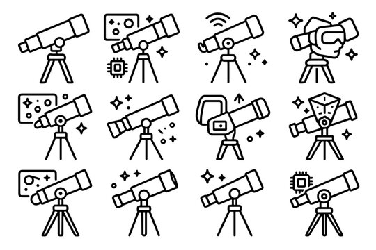 Telescope device stargazing augmented icon ar viewer ai tech vector high futuristic