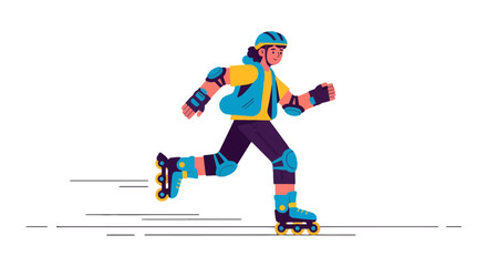 Animated Inline Skater Gliding in Dynamic Pose Against A Black Background