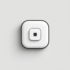 Minimalist 3D rendered nested square rounded button icon, clean white and black, representing modern digital interface and simple action control.