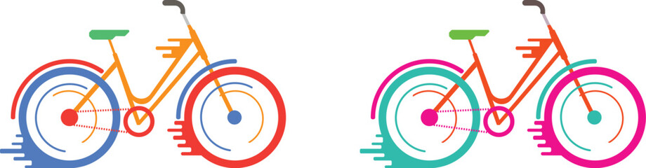 abstract red background with bicycle