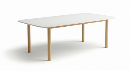 Light Natural Oak Wood Coffee Table, White Background