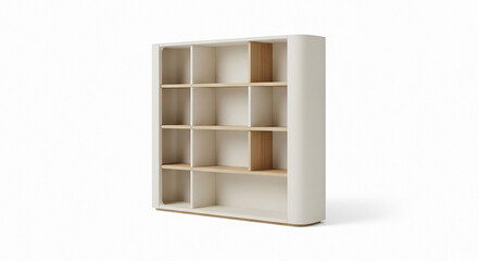 Symmetrical Open-Shelf Oak Bookcase, 8K Render