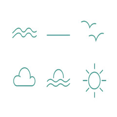 Obraz premium Minimalist neon icons representing nature elements on black background