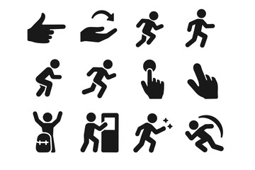 Icon vector shoot roll gaming inventory jump motion run icons gesture block
