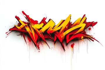 Vivid graffiti design featuring sharp angles and fluid motion in red and orange. Evokes urban energy and creative expression. Neural network AI generated