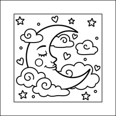 Bold and easy cozy moment coloring page for kids and adults