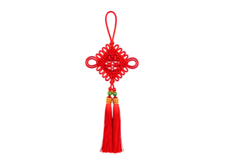 Traditional chinese lucky knot ornament isolated on transparent background