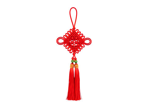 Traditional chinese lucky knot ornament isolated on transparent background