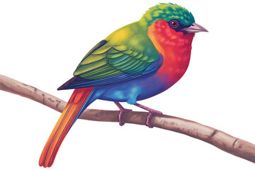 Painted bunting bird perched on a branch