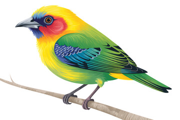 Colorful bird perched on a branch illustration