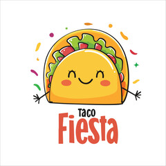  Cute Taco Character Smiling Fiesta Mexican Food Design