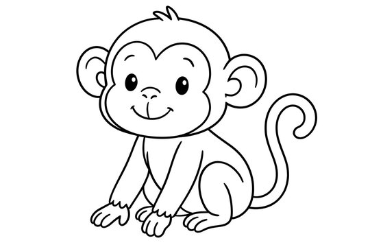 Coloring for children and adults, coloring of the animal world, monkey.