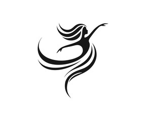 Obraz premium Silhouette of a woman dancing with flowing lines