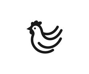 Stylized chicken outline in black and white design
