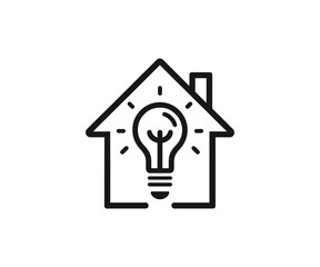 Outline of a house with a lightbulb inside of it