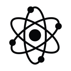 Modern atom icon and science symbol representing physics chemistry research and education new design
