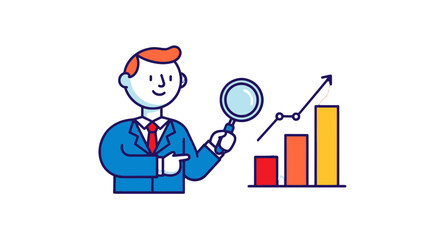 Fototapeta premium Business Analyst Examining Growth Chart with Magnifying Glass Revealing Financial Trends