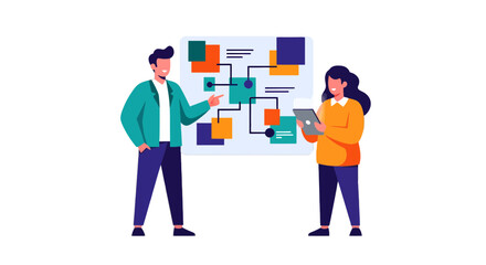 Business Colleagues Collaborating On A Strategic Plan Presentation With Modern Design