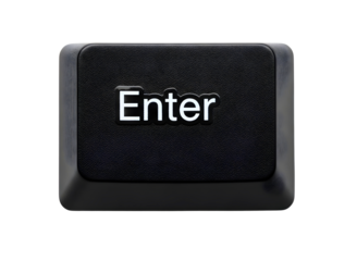 Black enter key button isolated on transparent background