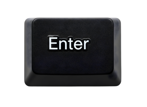 Black enter key button isolated on transparent background