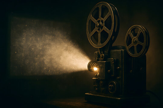 Vintage Movie Projector: A classic movie projector, radiating nostalgia and casting a beam of light, is a tribute to the early days of cinema, its mechanism telling stories of bygone eras.
