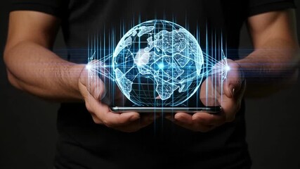 Global technology network on smartphone concept of digital world connection and future tech - Powered by Adobe