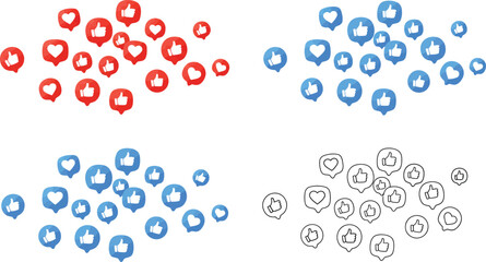 Social Media Like and Heart Reaction Icons