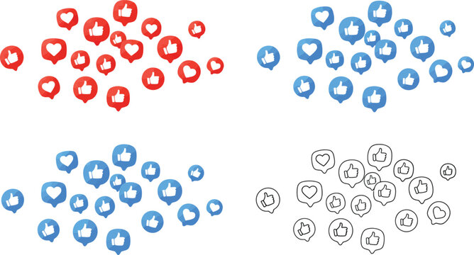 Social Media Like and Heart Reaction Icons