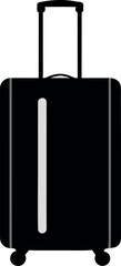 Simple black silhouette of a rolling suitcase with telescopic handle and wheels