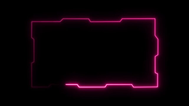 Futuristic digital HUD cyber frame technology for video overlay templates. security hologram frame border 4k background. Digital HUD futuristic motion graphic element cyber generated background.