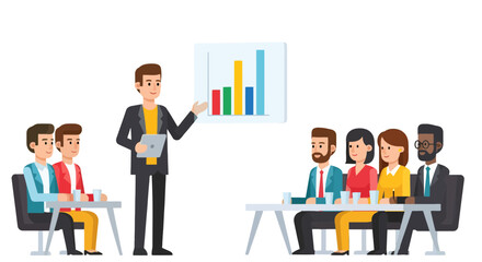 Obraz premium Business Presentation Depicting Data Analysis And Strategic Planning For the Future