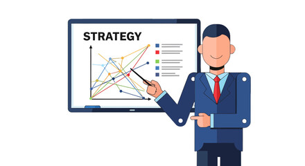 Fototapeta premium Business Leader Presenting Strategy Visualization And Data Analysis On Display Board.