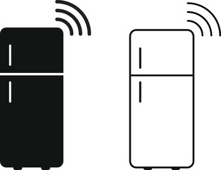 smart fridge icon. IOT Kitchen Appliance symbols. Smart Refrigerator Device icons collection