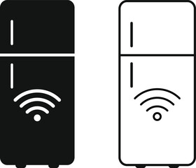 smart fridge icon. IOT Kitchen Appliance symbols. Smart Refrigerator Device icons collection