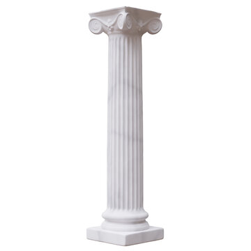 Pillar column ancient Greek isolated on white, transparent. Marble pedestal