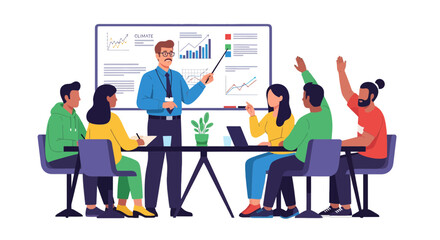 Fototapeta premium Business Team Presentation: A Meeting Focused On Innovation And Collaboration