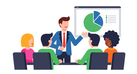 Business Team Presentation Showcasing Data Analysis and Strategic Planning Session Successfully