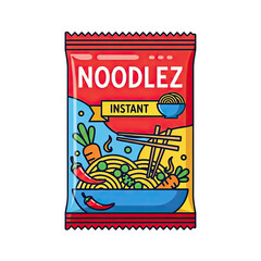 Obraz premium Illustration of instant noodles packet isolated on transparent background, a quick and easy meal