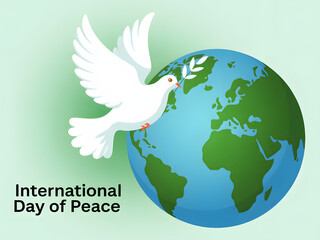 international peace day with dove and earth symbolizing unity