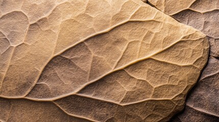 Obraz premium Dried Leaf's Vein: An extreme close-up view unveils the intricate, textured beauty of a dried leaf, highlighting the delicate network of veins.
