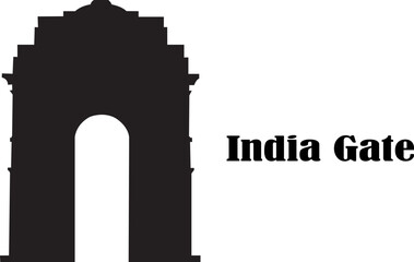 Striking black silhouette of the iconic india gate monument in new delhi silhouette