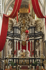 detail of High Altar of St. Andrew's Church in Antwerp