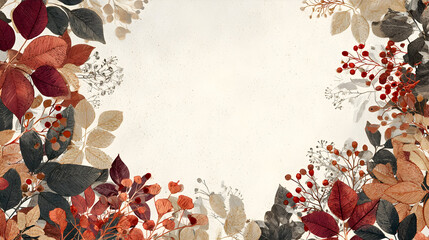 Elegant autumn botanical frame for seasonal designs and decorations