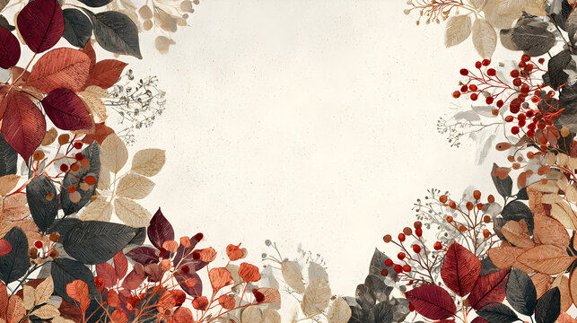 Elegant autumn botanical frame for seasonal designs and decorations