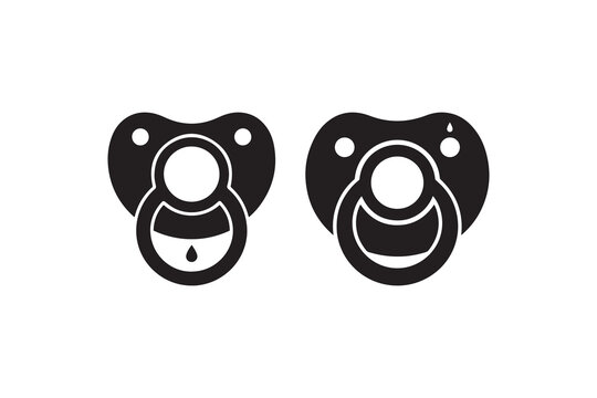 Baby Pacifier Icon Set Black and White Minimalist Baby Care Symbol Collection
