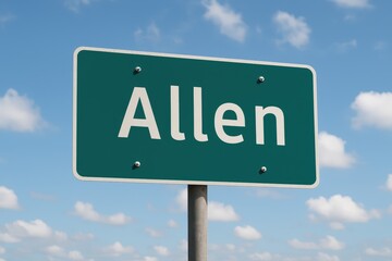 Obraz premium Green highway road sign displaying 