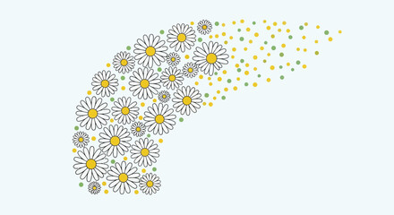 Daisies cascading with whimsical dots in a floral arrangement for spring designs